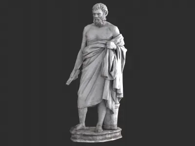 Greek Man Statue - Granite Low-poly 3D model