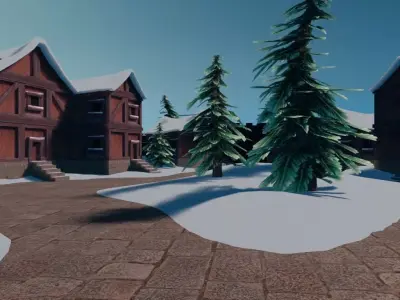 Winter Castle Village 3D model buy