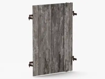 Medieval Wooden Window Cover 03 3D model