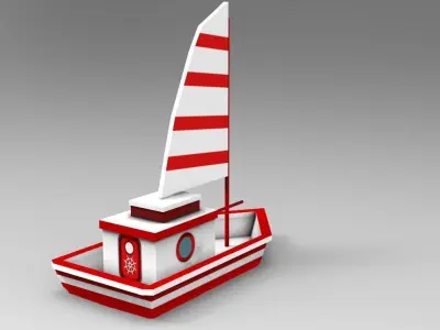 Low Poly Sail Boat Low-poly 3D model