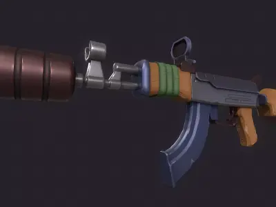 Stylized AK Low-poly 3D model