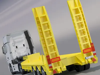 Mercedes Actros 2012 MP4 Gigaspace with Flatbed semi truck 3D model