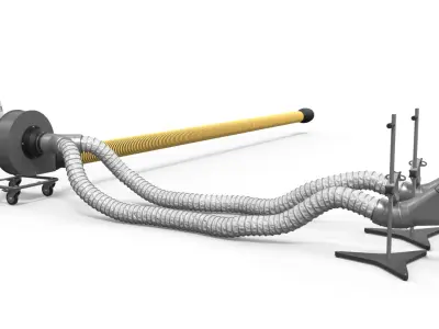 Telescopic Exhaust Removal Arm for Garage Yellow 3D model