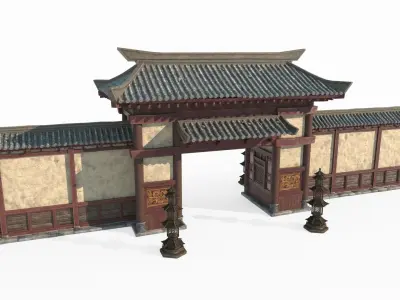 Luxury Gate of Asian Ancient Architecture 3D model