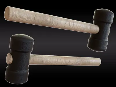 Rubber Hammer Low-poly 3D model