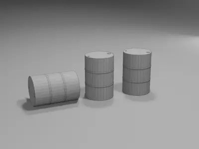 3 Barrels - Low Poly orange barrel with radioactive sign Low-poly 3D model