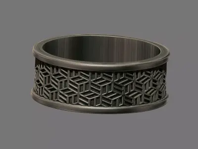 Retro vintage Art deco Patterned band ring 3D print model
