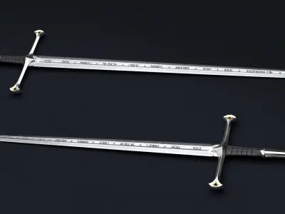 Anduril - The sword of Aragorn - Lord of the Rings  Low-poly 3D model