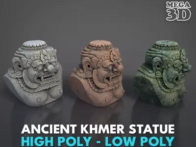 Ancient Khmer Statue30-250523 Low-poly 3D model