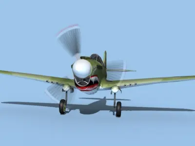 Curtiss P-40N Warhawk V01 USAAF 3D model