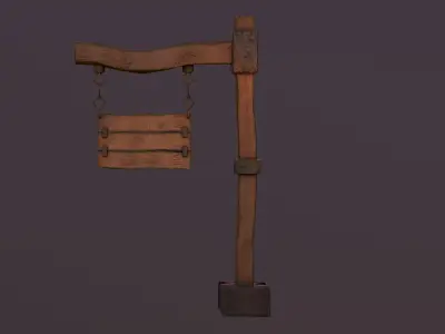 Medieval Signpost  Game Ready Environment Prop Low-poly 3D model