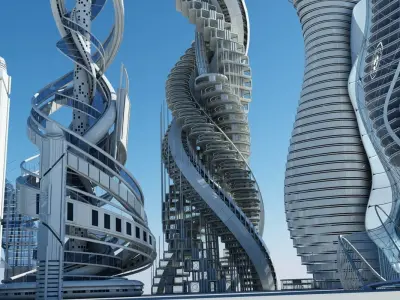 Futuristic Skyscrapers 3D model
