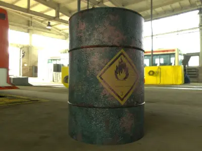 Industrial Metal Barrel Low-poly 3D model