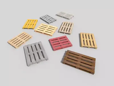 wooden pallets collection 2 Low-poly 3D model
