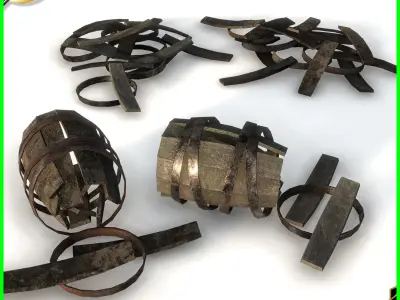 Barrel Rubble Pack Free low-poly 3D model