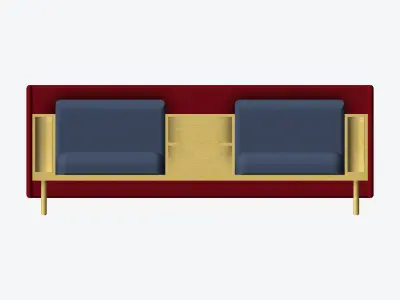 Sofa - Contemporary - Flame - Medium - Central Shelf Low-poly 3D model get