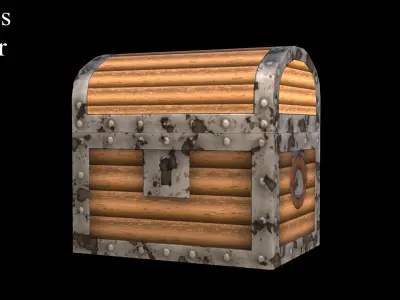 Pirate Wood Treasure Chest Low-poly 3D model