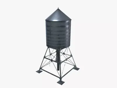 Water tank Low-poly 3D model 2