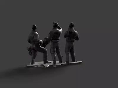 Apollo 11 astronauts statue Low-poly 3D model