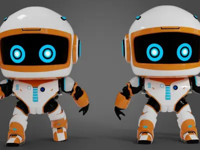 Robot in space Low-poly 3D model