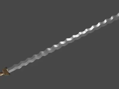 Flamberge sword with Gladius handle Low-poly 3D model