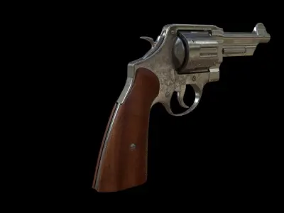 Revolver Low-poly 3D model 12