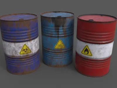 PBR Oil Drum Barrel A Low-poly 3D model