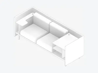 Sofa - Contemporary - Flame - Medium - Corner Shelf Low-poly 3D model buy