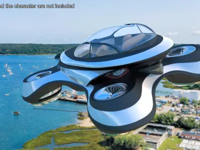 Hover Car Concept by Lazzarini Rigged 3D model