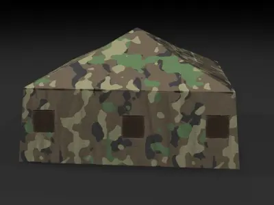 Lowpoly PBR Military Tent Low-poly 3D model