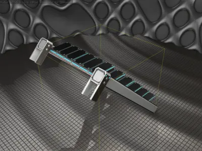 Sci-Fi Stairs - 14 - Silver Blue Neon Light Version  Low-poly 3D model
