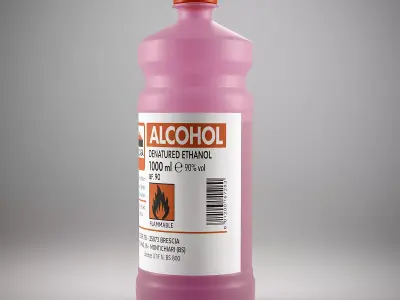 Realistic  denatured alcohol bottle 3D model