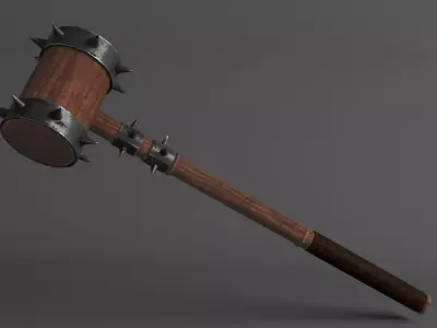 Medieval mace Low-poly 3D model 12