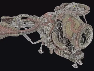 Sci-Fi Hovercraft Helicopter VTOL Tiltrotor Flying Aircraft Low-poly 3D model