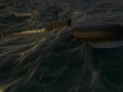 Borei Submarine Low-poly 3D model