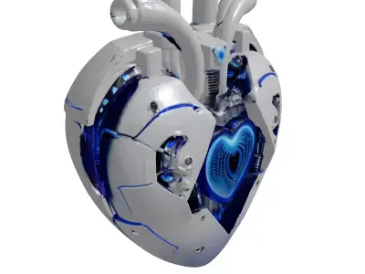 Cybernetic Heart with Blue LEDs 3D model
