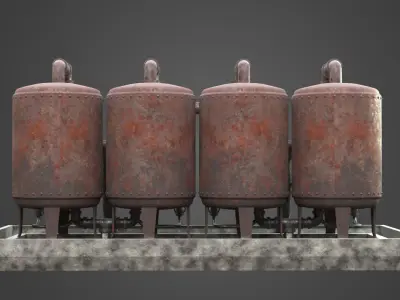 Factory Element - Boiler Machine Low-poly 3D model