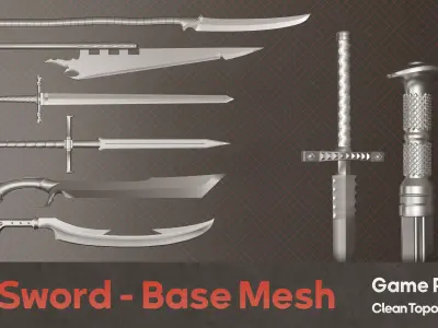 twenty-five Sword Base Mesh - First Vol  Low-poly 3D model
