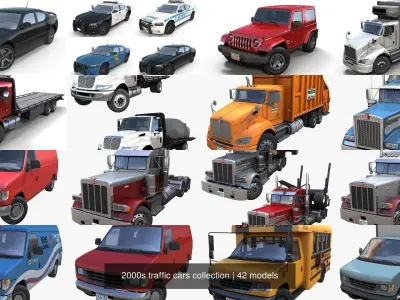 2000s traffic cars collection 3D Model Pack