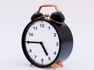 Minimal vintage alarm clock 3D model