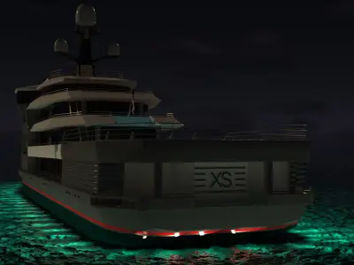 Expedition Superyacht 90m Night Scene 3D model
