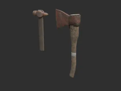 Axe and hammer Free low-poly 3D model