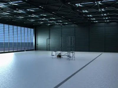 3D model of exhibition hall industrial warehouse 3D model