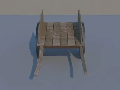Cart Model wooden with basket 3D model
