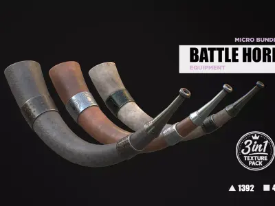 Battle Horn Micro Bundle Low-poly 3D model