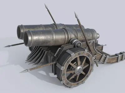 Fantasy cannon Low-poly 3D model