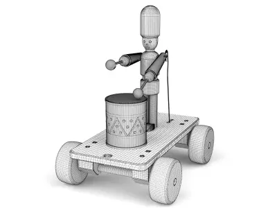 Wooden toy drummer 3D model