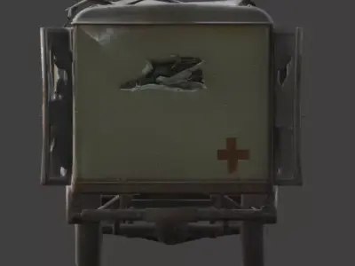 Battlefield Ambulance Wreckage Low-poly 3D model