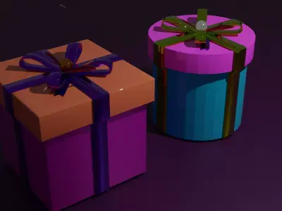 Xmass Gift boxes Free low-poly 3D model