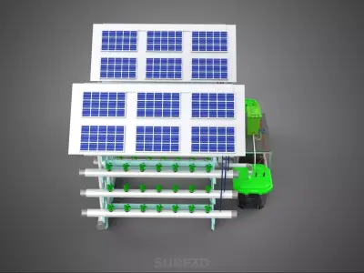 IOT SMART HYDROPONIC SOLAR PANEL POWER FARM PLANT WATER NUTRIENT 3D model